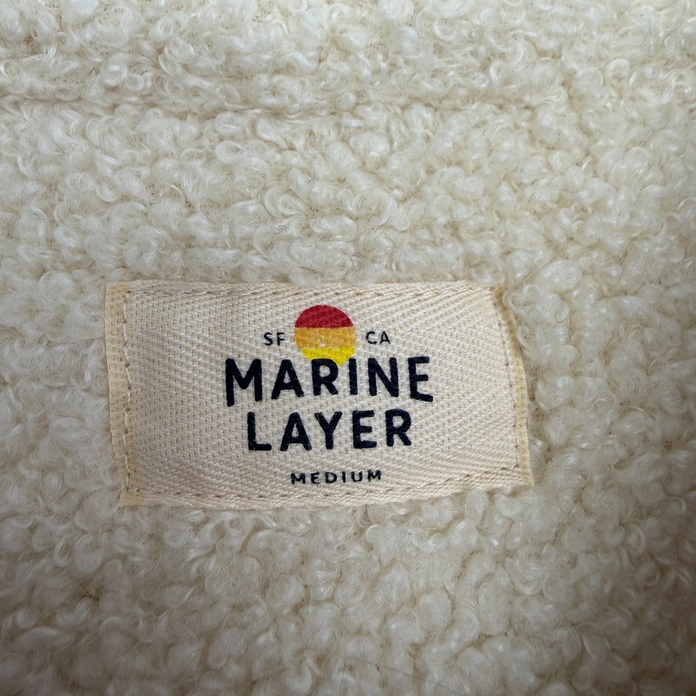 Marine Layer Eden Faux Shearling Overshirt Womens Medium Cream Button Up Outdoor - Picture 6 of 10